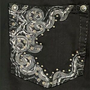 Reba Embroidered Jeans Black Western Size 14 Studs Western Rodeo Cowgirl NWT